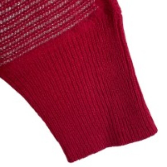 JENNIFER LOPEZ SWEATER RED EYELASH W/METALLIC DESIGN 3/4 RAGLAN SLEEVE SIZE L - Picture 6 of 8